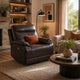 Fauteuil de relaxation électrique LES TENDANCES Ducka en cuir marron