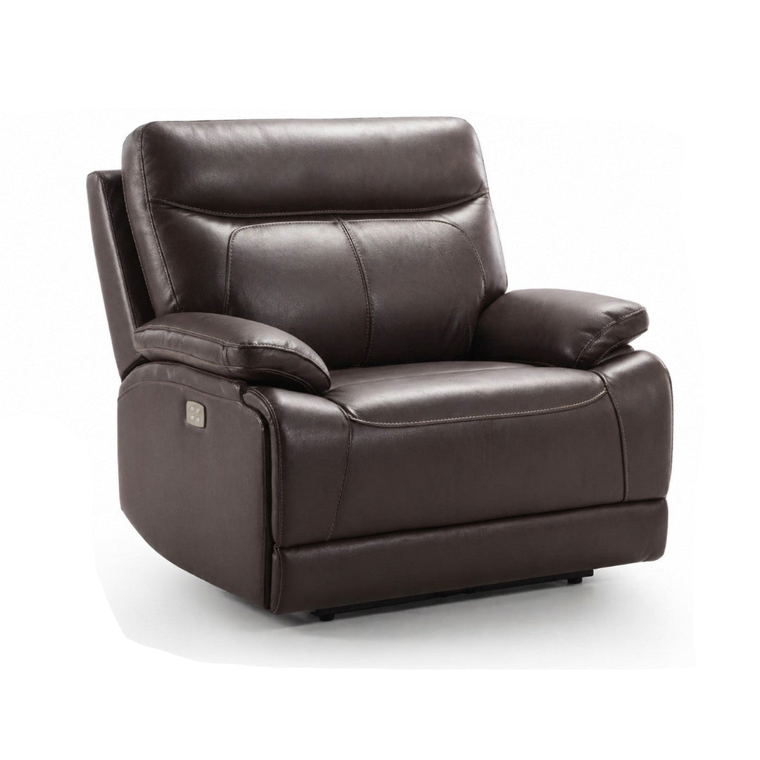 Fauteuil de relaxation électrique LES TENDANCES Ducka en cuir marron