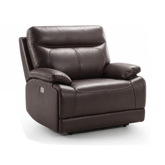 Fauteuil de relaxation électrique LES TENDANCES Ducka en cuir marron