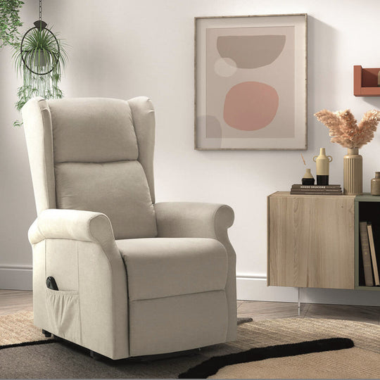Fauteuil  de relaxation électrique LES TENDANCES Agora releveur électrique 1 moteur tissu beige clair