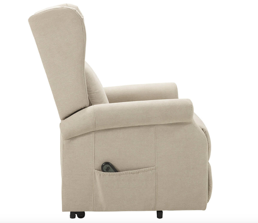 Fauteuil  de relaxation électrique LES TENDANCES Agora releveur électrique 1 moteur tissu beige clair