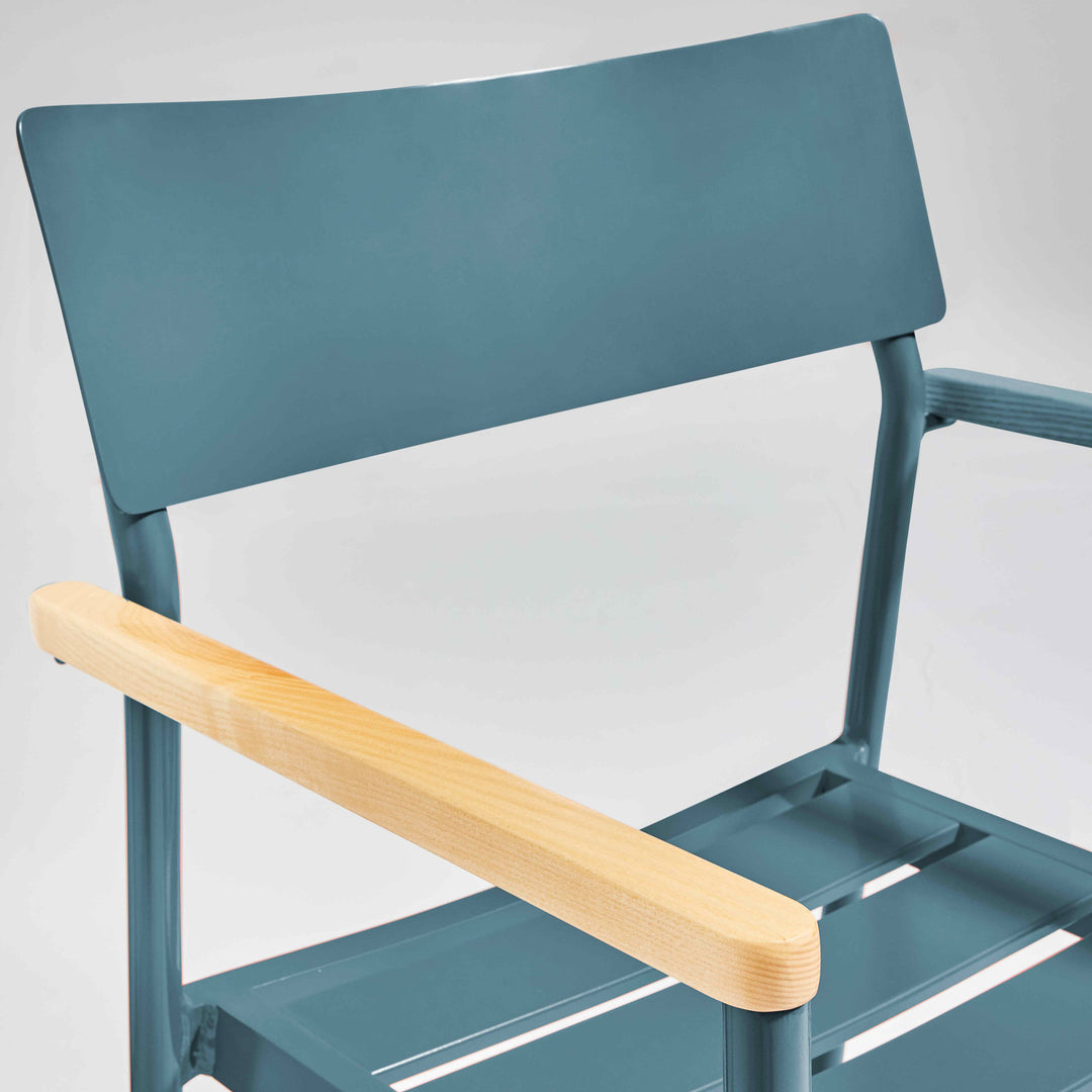 Lot de 4 chaises de jardin en aluminium et bois FSC® avec accoudoirs