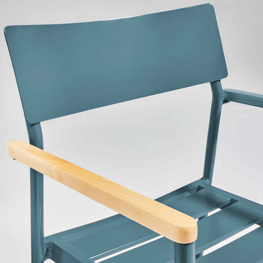 Lot de 4 chaises de jardin en aluminium et bois FSC® avec accoudoirs