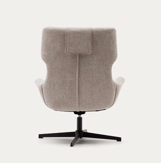 Fauteuil pivotant KAVE HOME avec accoudoirs Zalina en chenille beige et acier avec finition noire