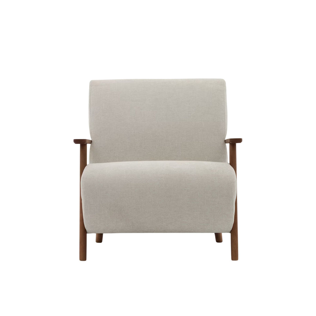 Fauteuil KAVE HOME Meghan en chenille perle et bois de frêne finition noyer