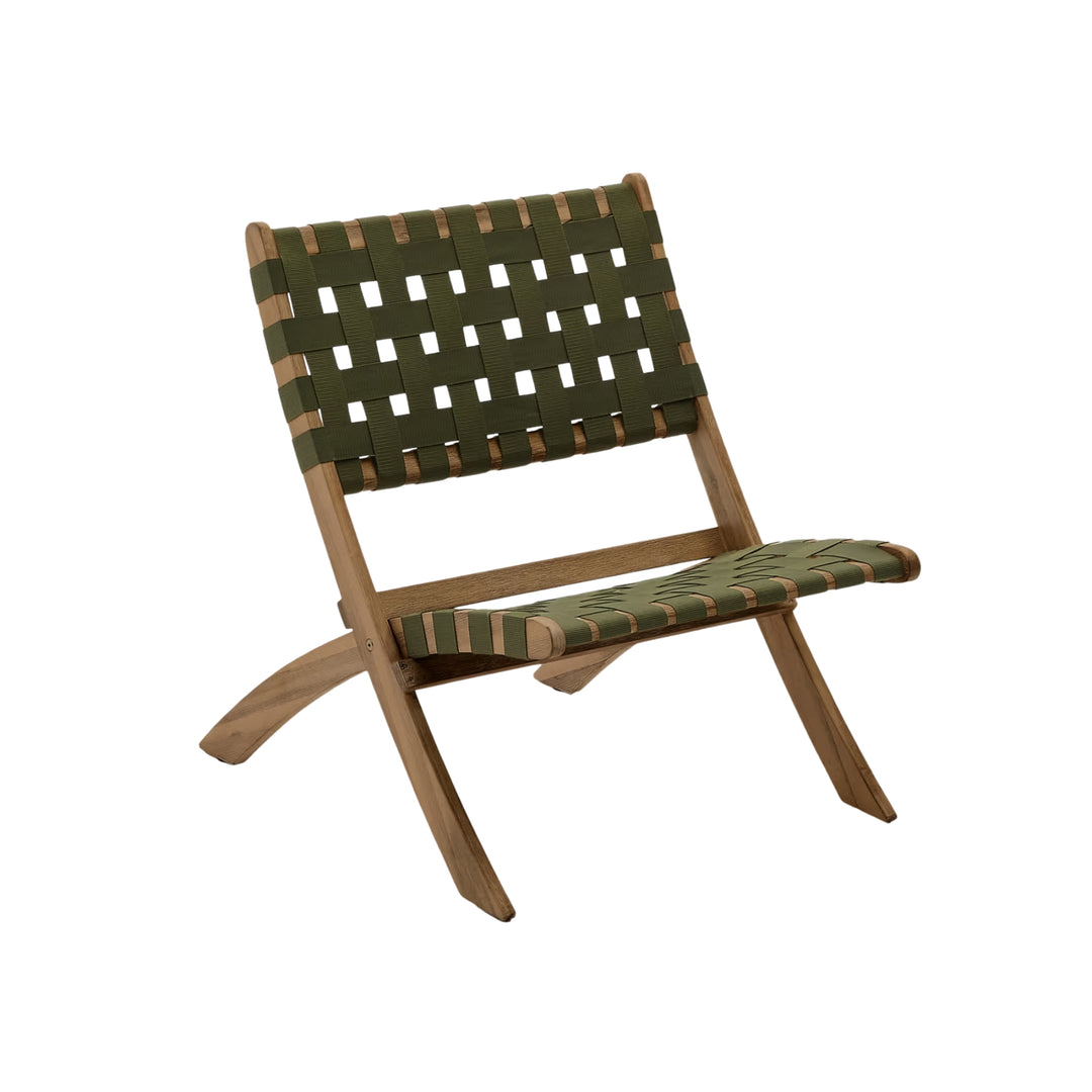 Fauteuil pliable KAVE HOME Chabeli bois d'acacia et corde verte