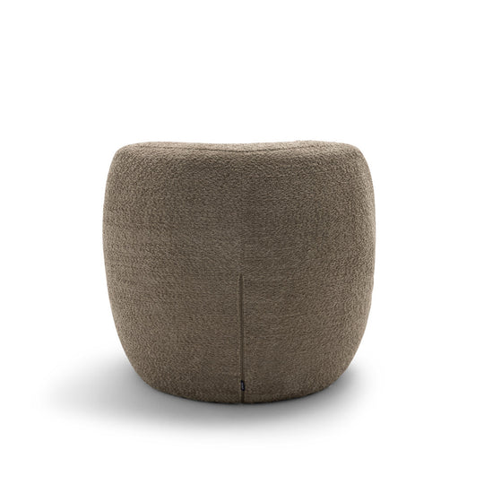 Fauteuil DRAWER Mo rond en tissu bouclette taupe