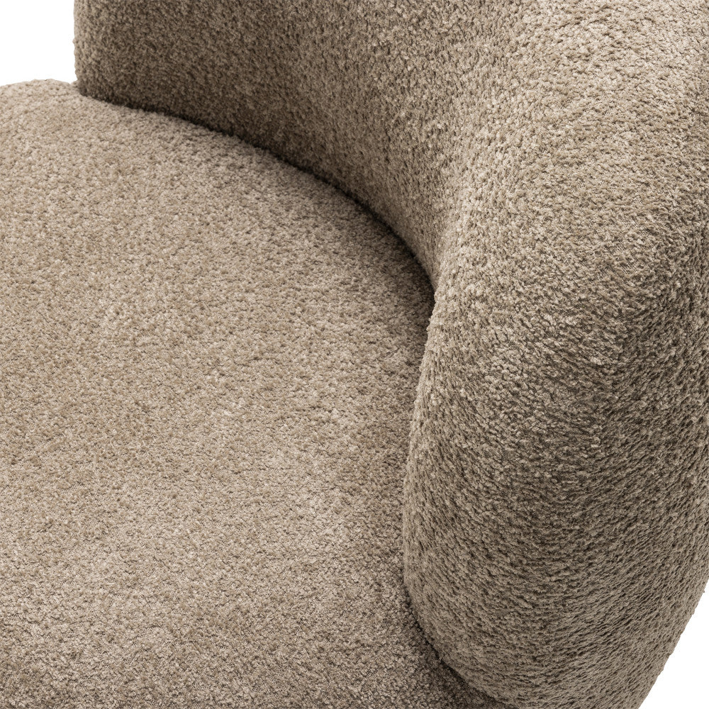 Fauteuil DRAWER Mo rond en tissu bouclette taupe