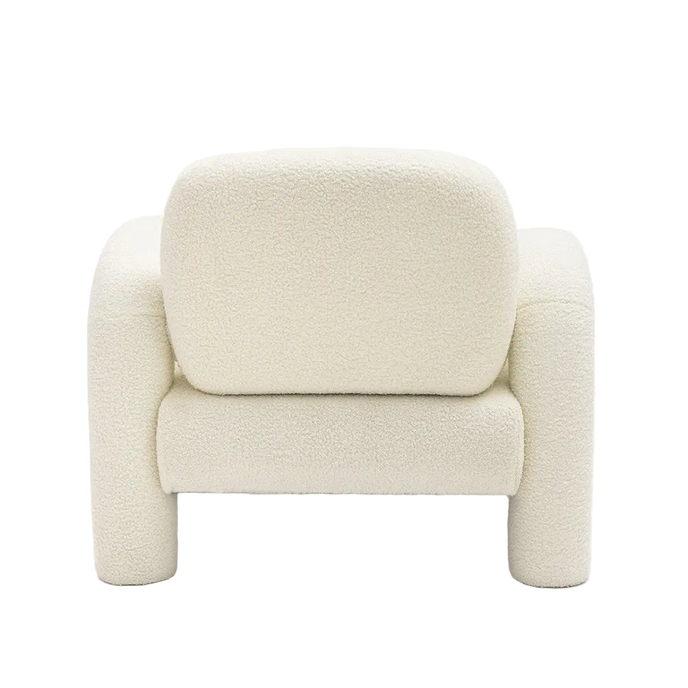 Fauteuil DRAWER Mio en tissu bouclette blanc