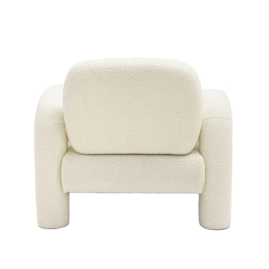 Fauteuil DRAWER Mio en tissu bouclette blanc