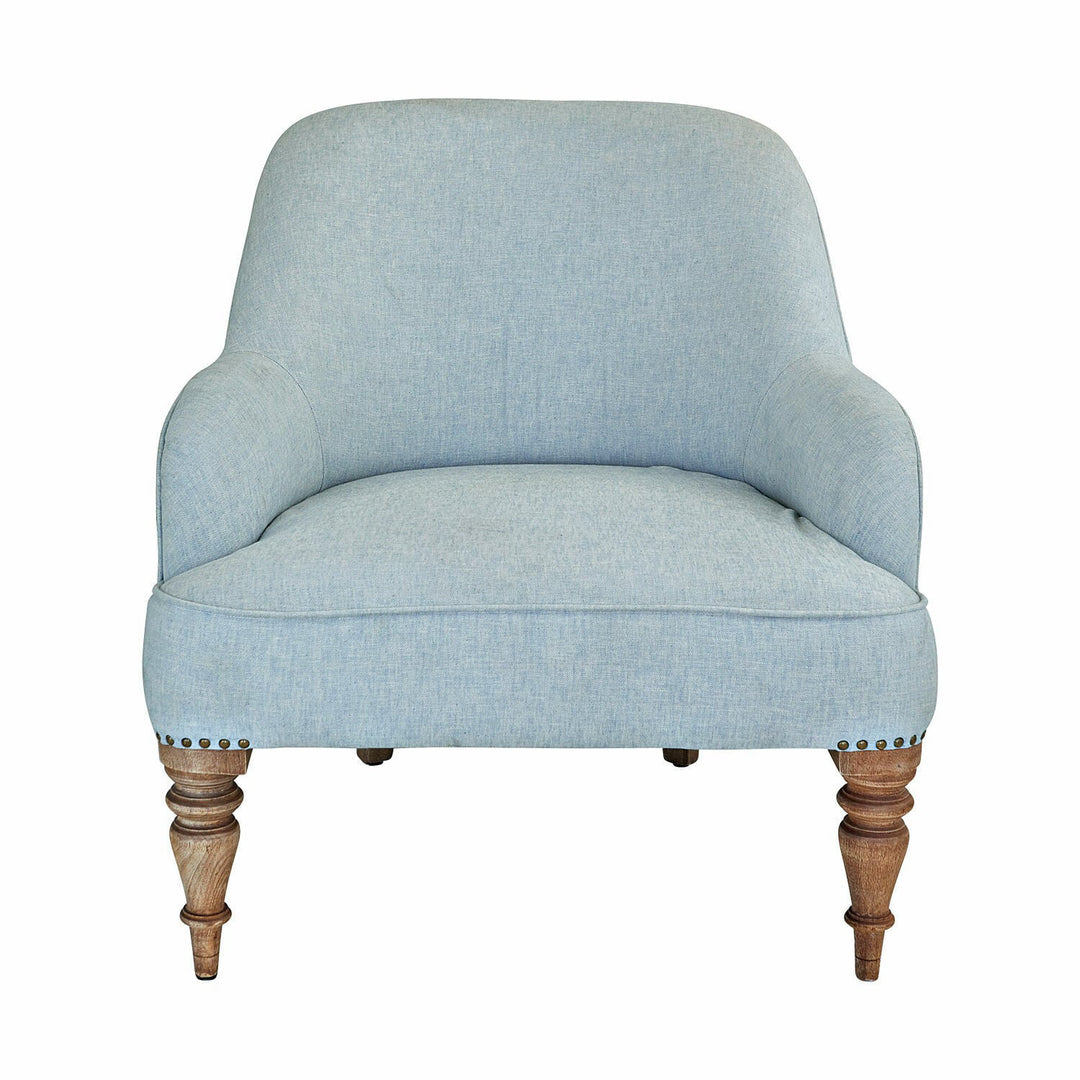 Fauteuil Ainsley bleu ciel en tissu pieds bois — photo produit