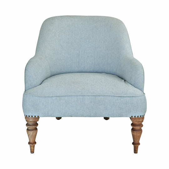 Fauteuil Ainsley bleu ciel en tissu pieds bois — photo produit