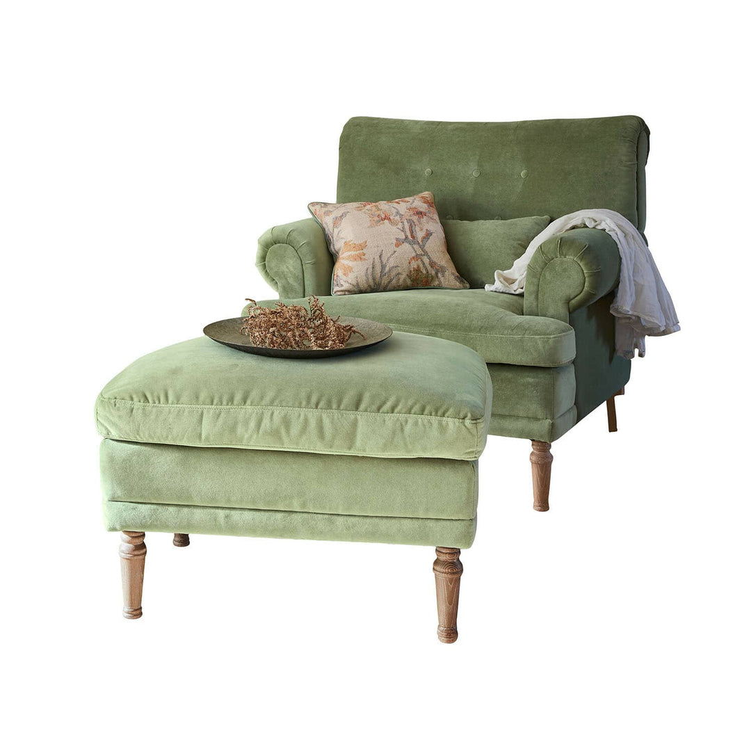 Fauteuil avec repose-pieds LOBERON vert clair Éclat Émeraude — photo produit