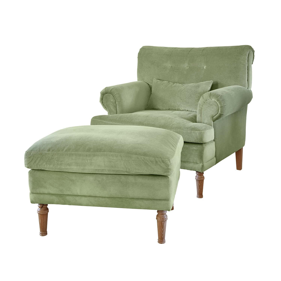 Fauteuil avec repose-pieds LOBERON vert clair Éclat Émeraude — photo produit