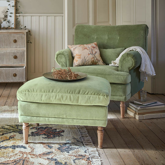 Fauteuil avec repose-pieds LOBERON vert clair Éclat Émeraude — photo produit