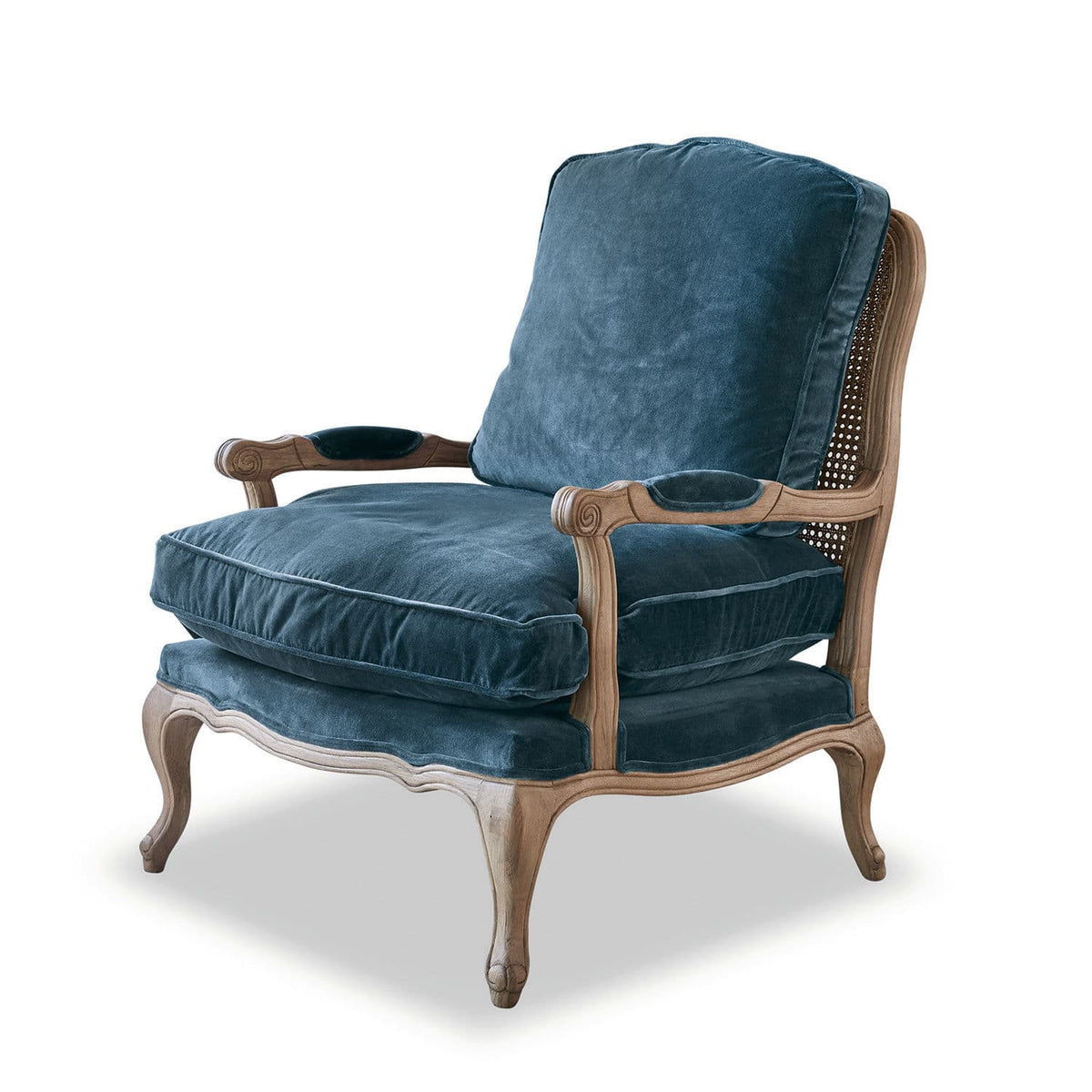 Fauteuil LOBERON Corlay en velours bleu — photo produit