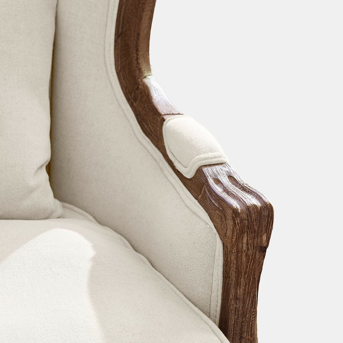 Fauteui LOBERON Kingswinford en bois et tissu beige — photo produit