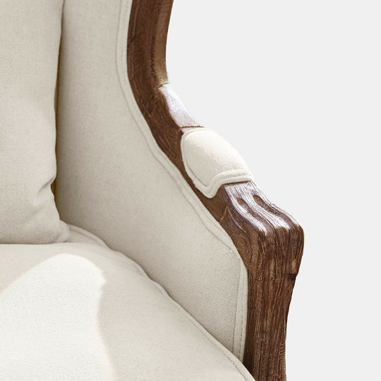 Fauteuil LOBERON Kingswinford en bois de chêne et tissu crème — photo produit