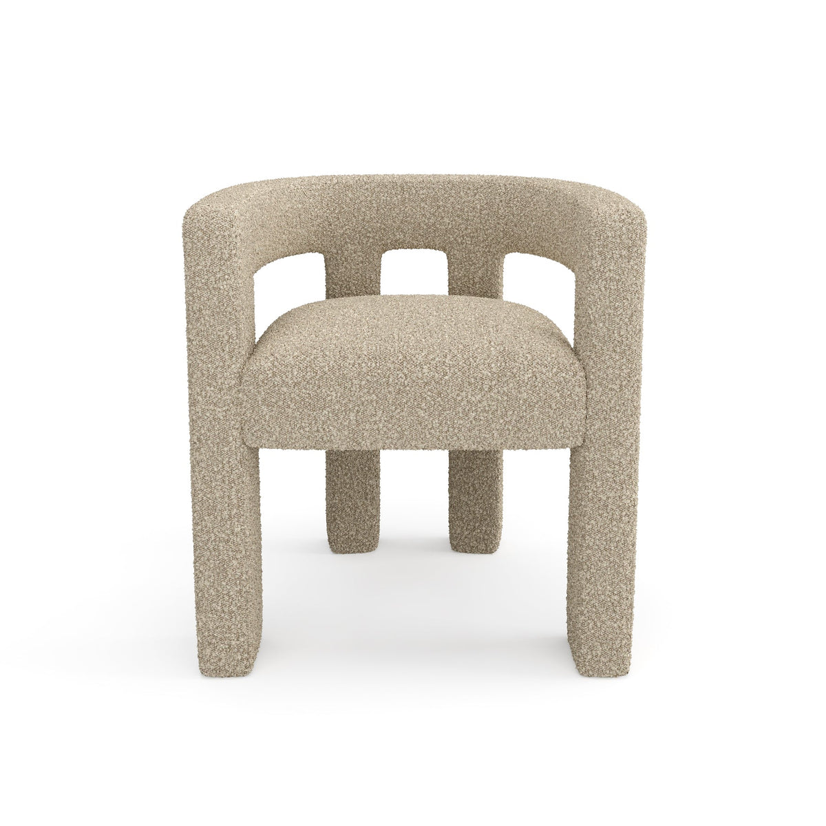 Fauteuil de salle à manger SIA HOME Alya en tissu bouclette taupe — photo produit