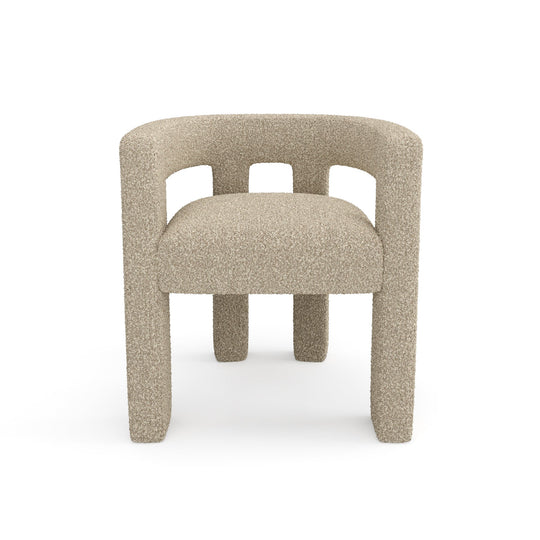 Fauteuil de salle à manger SIA HOME Alya en tissu bouclette taupe — photo produit
