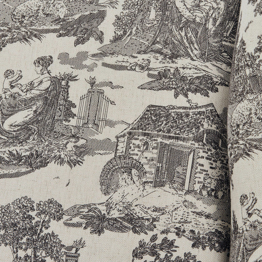 Fauteuil LOBERON Fallowmere Toile de Jouy Noir/Blanc — photo produit