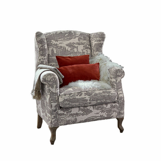 Fauteuil LOBERON Fallowmere Toile de Jouy Noir/Blanc — photo produit