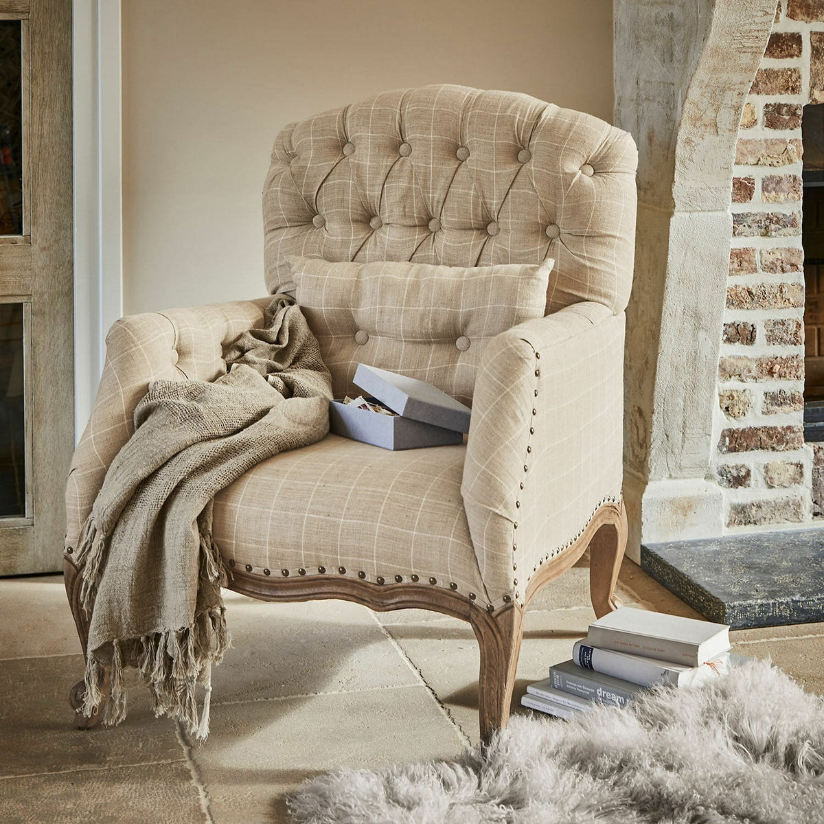Fauteuil LOBERON Leonardsown beige marron — photo produit