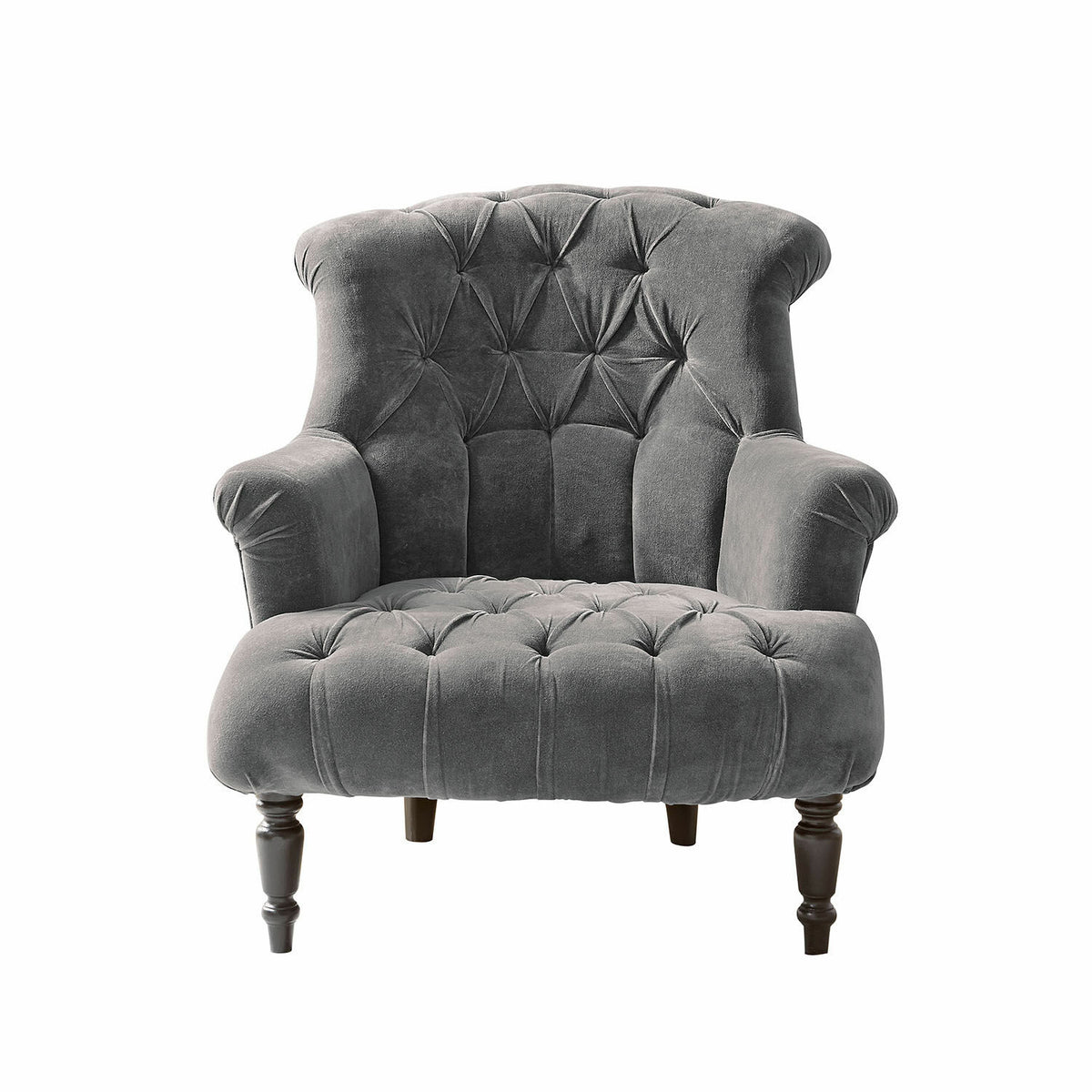 Fauteuil Chesterfield LOBERON Parranquet en velours gris — photo produit