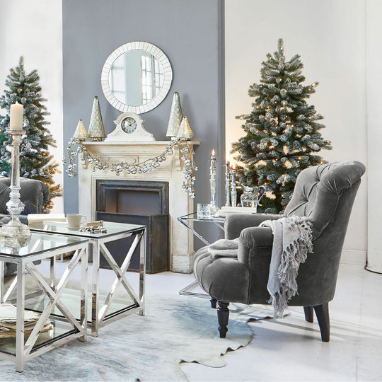 Fauteuil Chesterfield LOBERON Parranquet en velours gris — photo produit