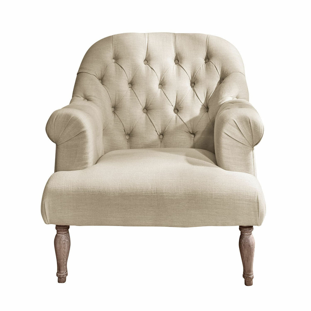 Fauteuil LOBERON Shambrook Chesterfield en tissu beige lin — photo produit