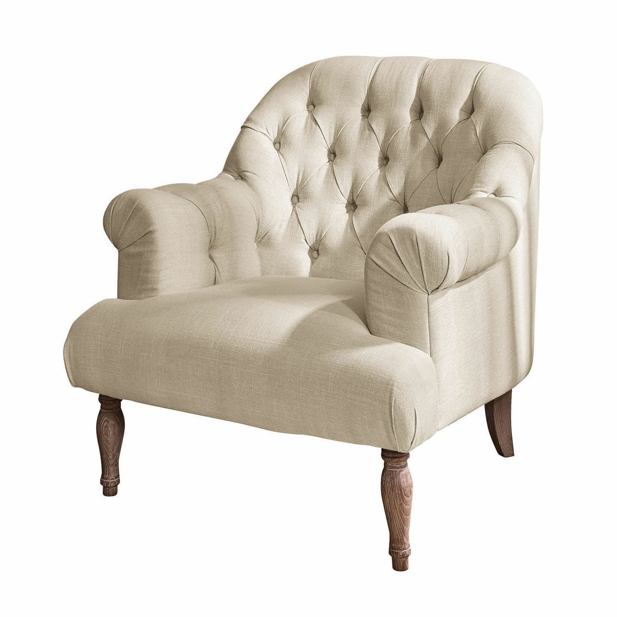 Fauteuil LOBERON Shambrook Chesterfield en tissu beige lin — photo produit