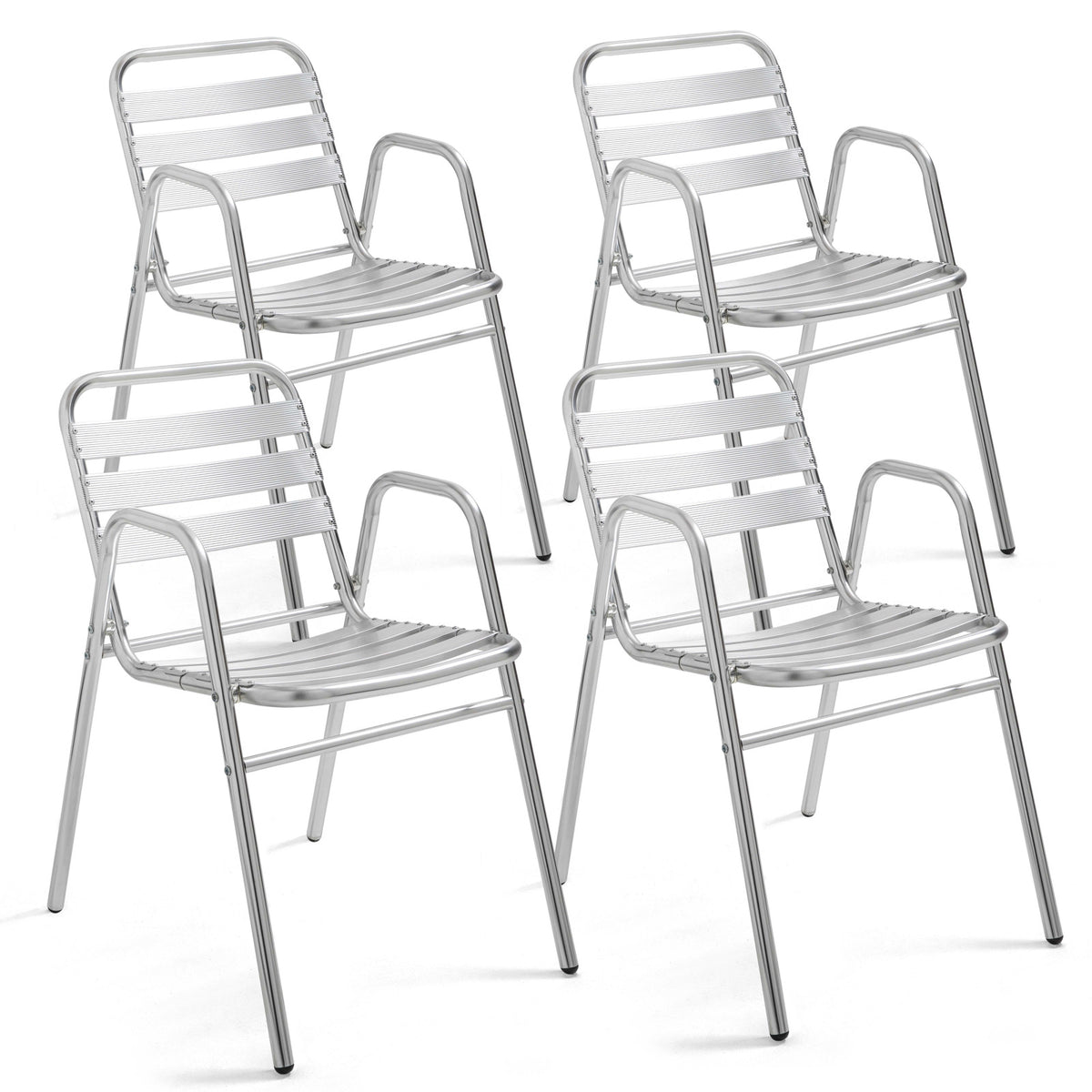 Lot de 4 chaises de jardin en aluminium avec accoudoirs NOTTING HILL