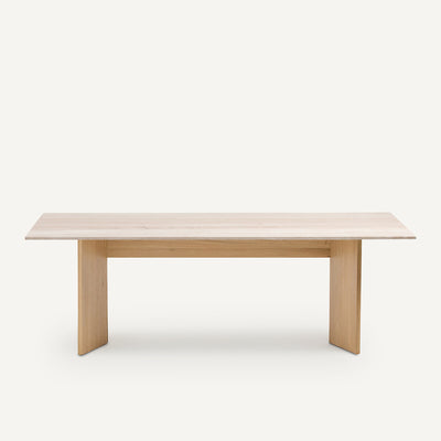 Table travertin chêne massif blanchi, Mindo AM.PM