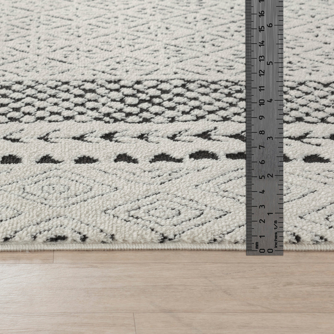 Tapis Scandinave Bohème Ivoire/Noir Monaco