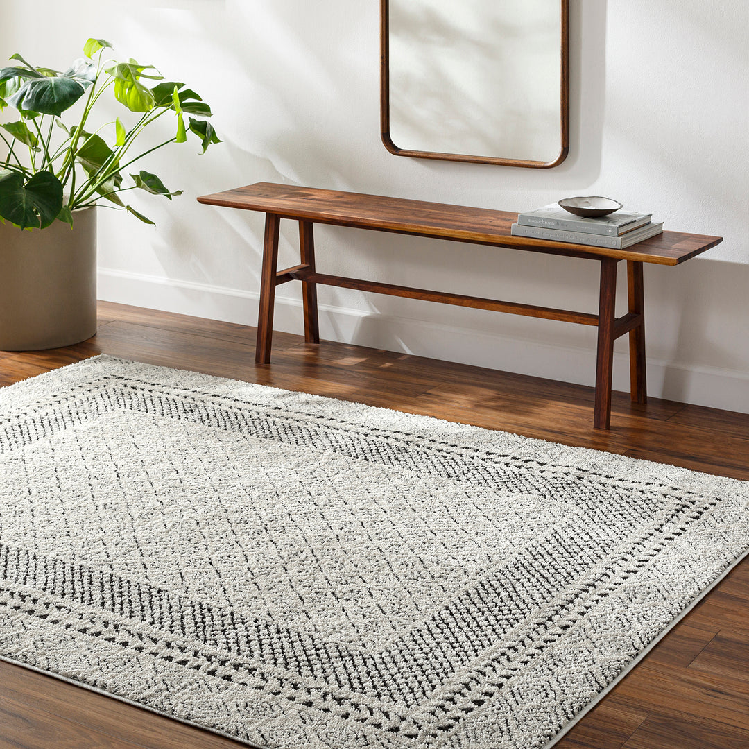 Tapis Scandinave Bohème Ivoire/Noir Monaco