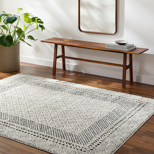 Tapis Scandinave Bohème Ivoire/Noir Monaco