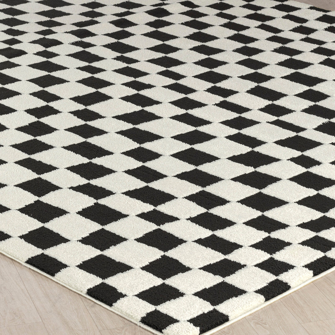 Tapis Scandinave à Carreaux Noir/Blanc Gijon