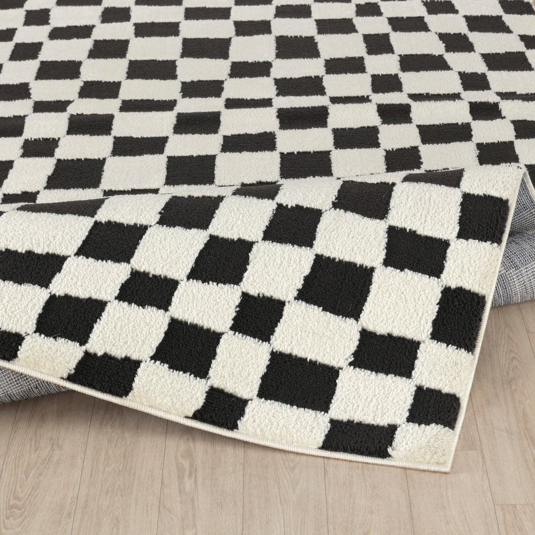 Tapis Scandinave à Carreaux Noir/Blanc Gijon