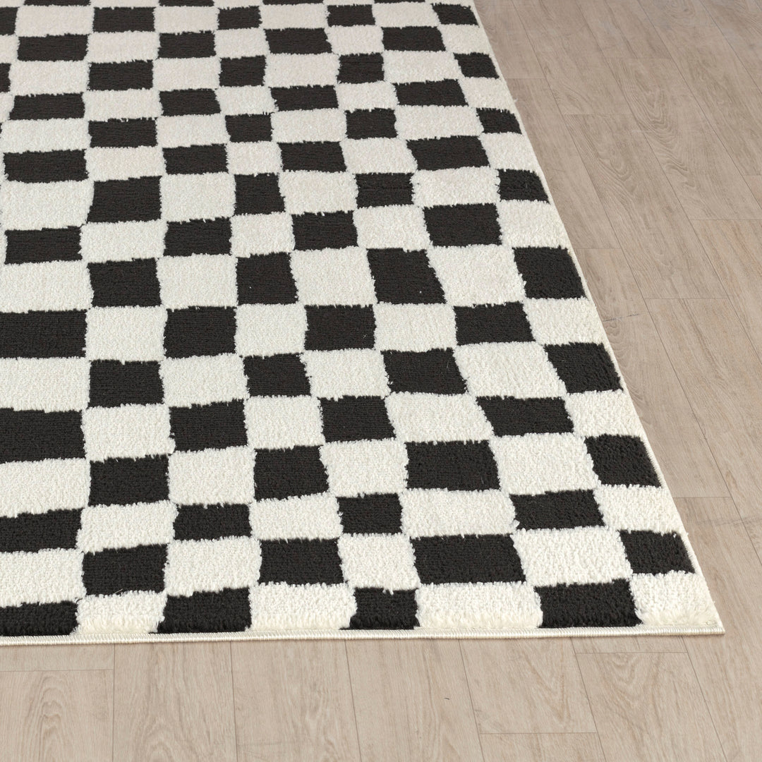 Tapis Scandinave à Carreaux Noir/Blanc Gijon