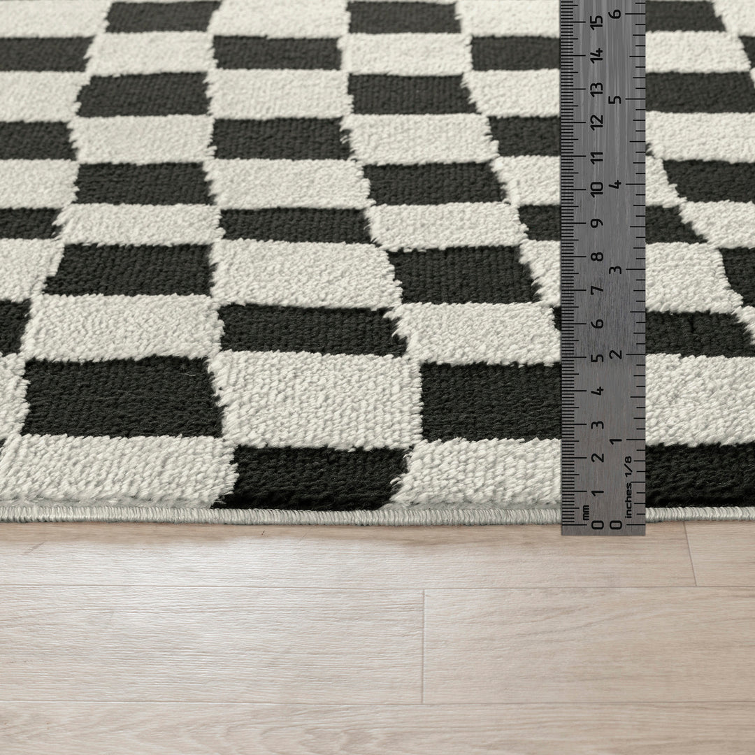 Tapis Scandinave à Carreaux Noir/Blanc Gijon