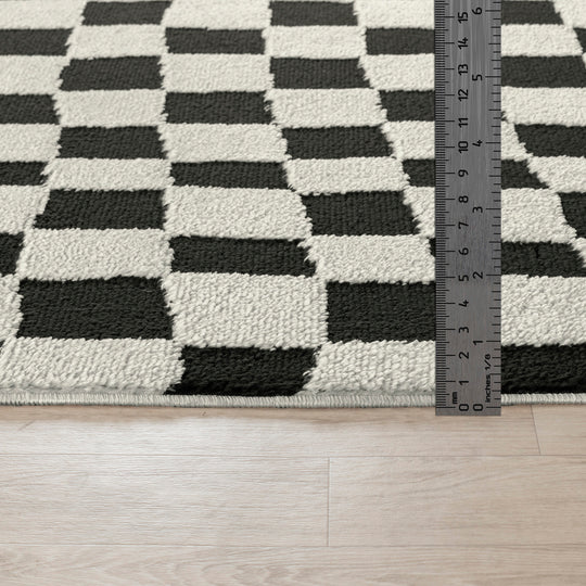 Tapis Scandinave à Carreaux Noir/Blanc Gijon