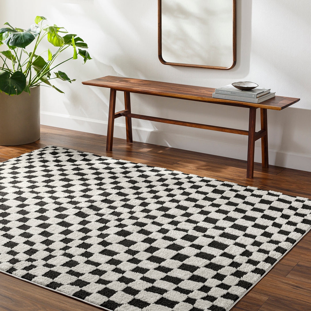 Tapis Scandinave à Carreaux Noir/Blanc Gijon