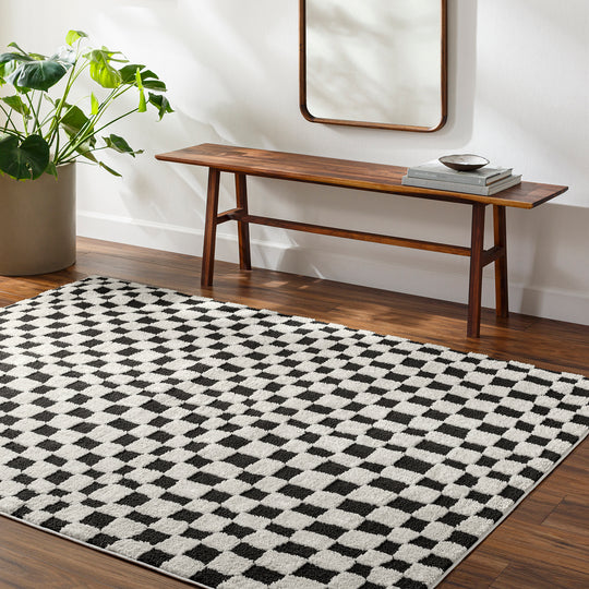 Tapis Scandinave à Carreaux Noir/Blanc Gijon