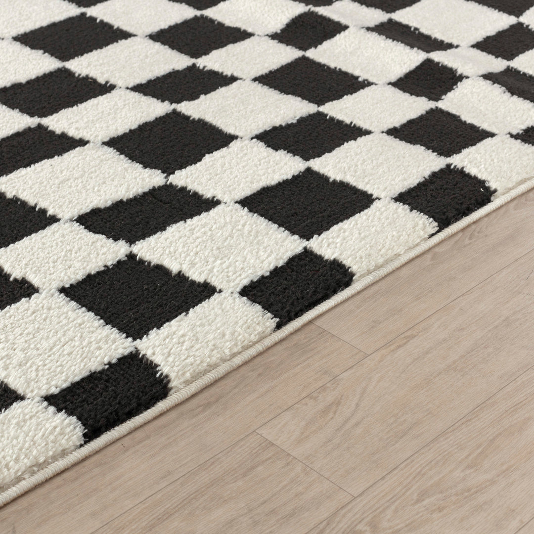 Tapis Scandinave à Carreaux Noir/Blanc Gijon