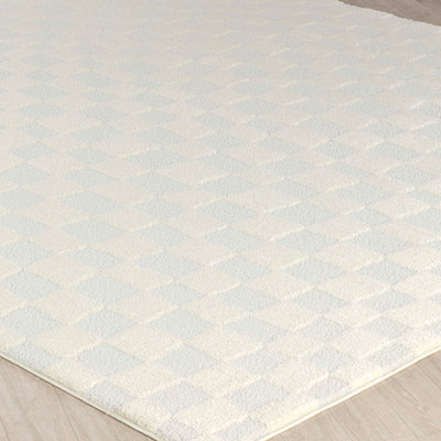 Tapis Scandinave à Carreaux Ivoire Gijon