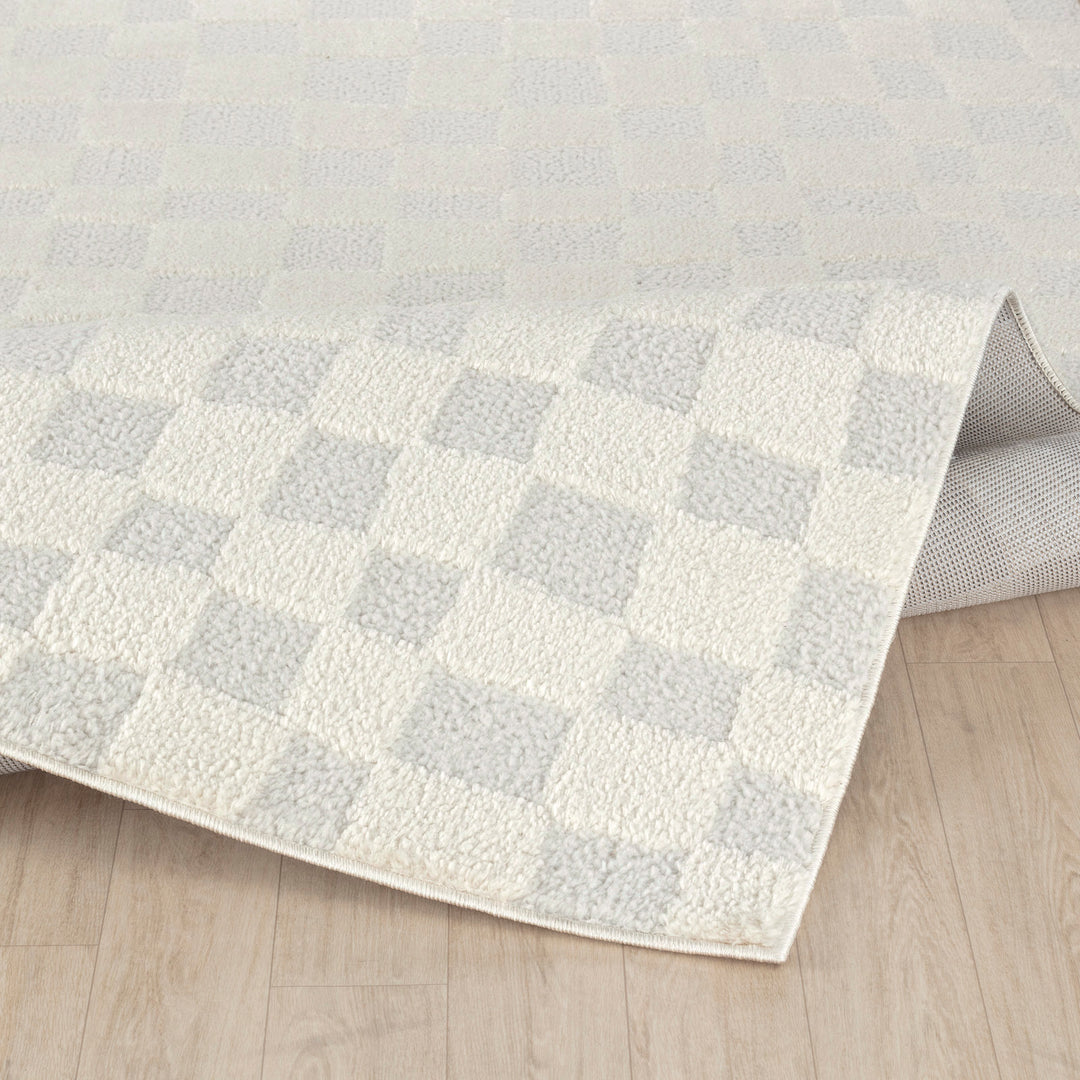 Tapis Scandinave à Carreaux Ivoire Gijon
