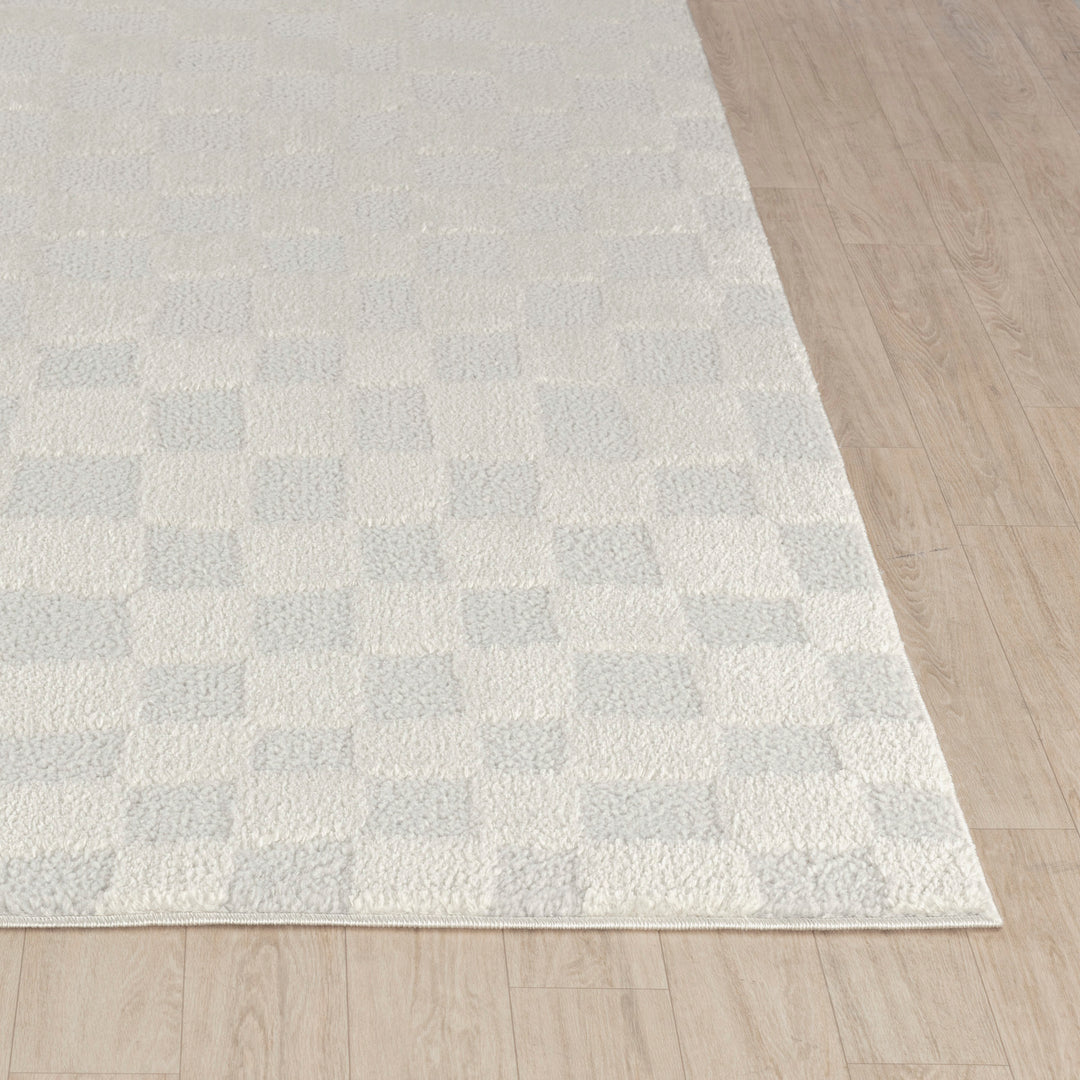 Tapis Scandinave à Carreaux Ivoire Gijon
