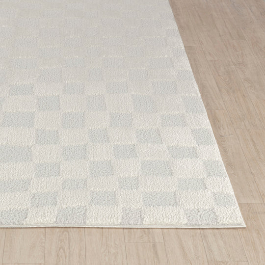 Tapis Scandinave à Carreaux Ivoire Gijon