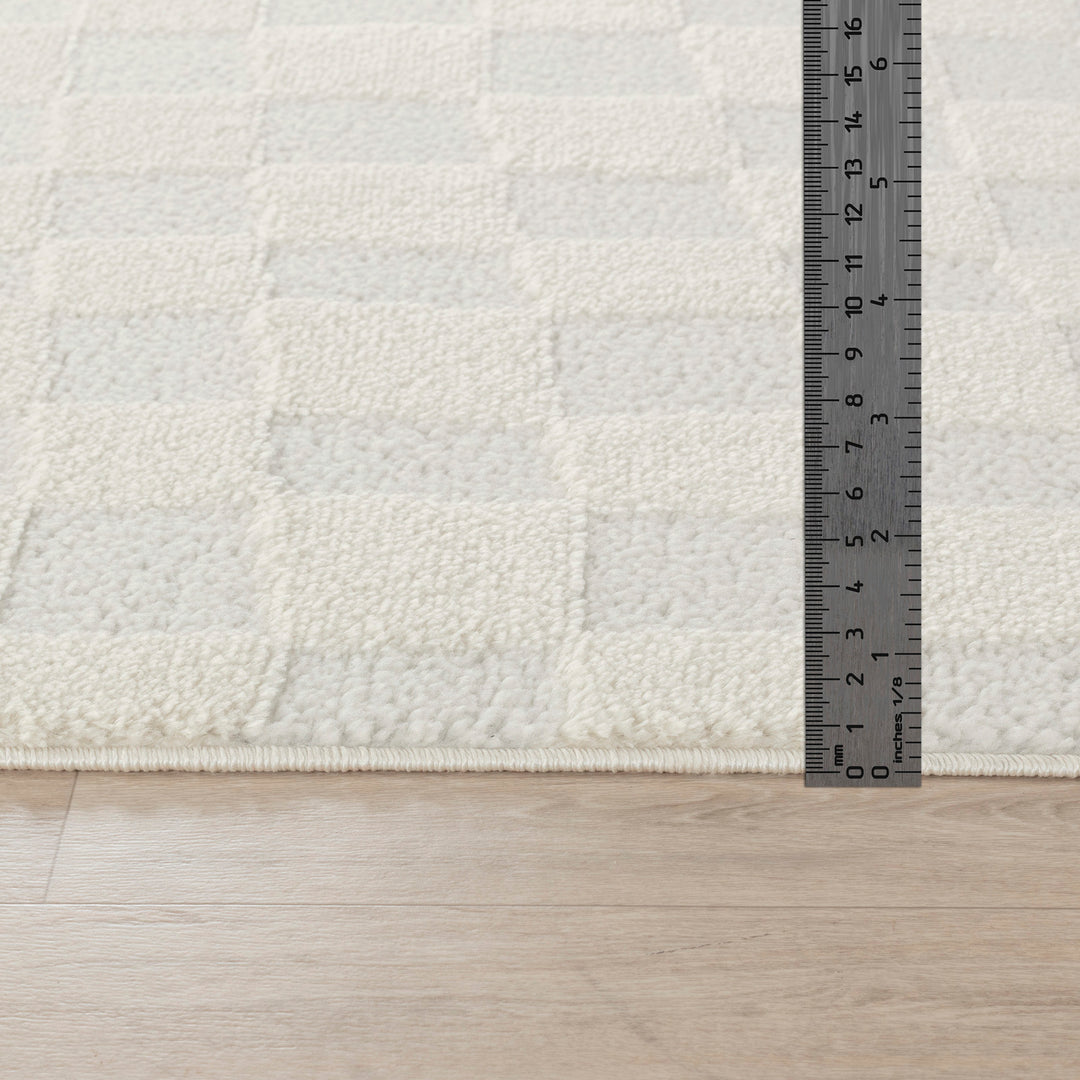 Tapis Scandinave à Carreaux Ivoire Gijon