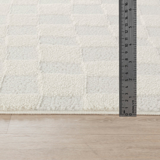 Tapis Scandinave à Carreaux Ivoire Gijon